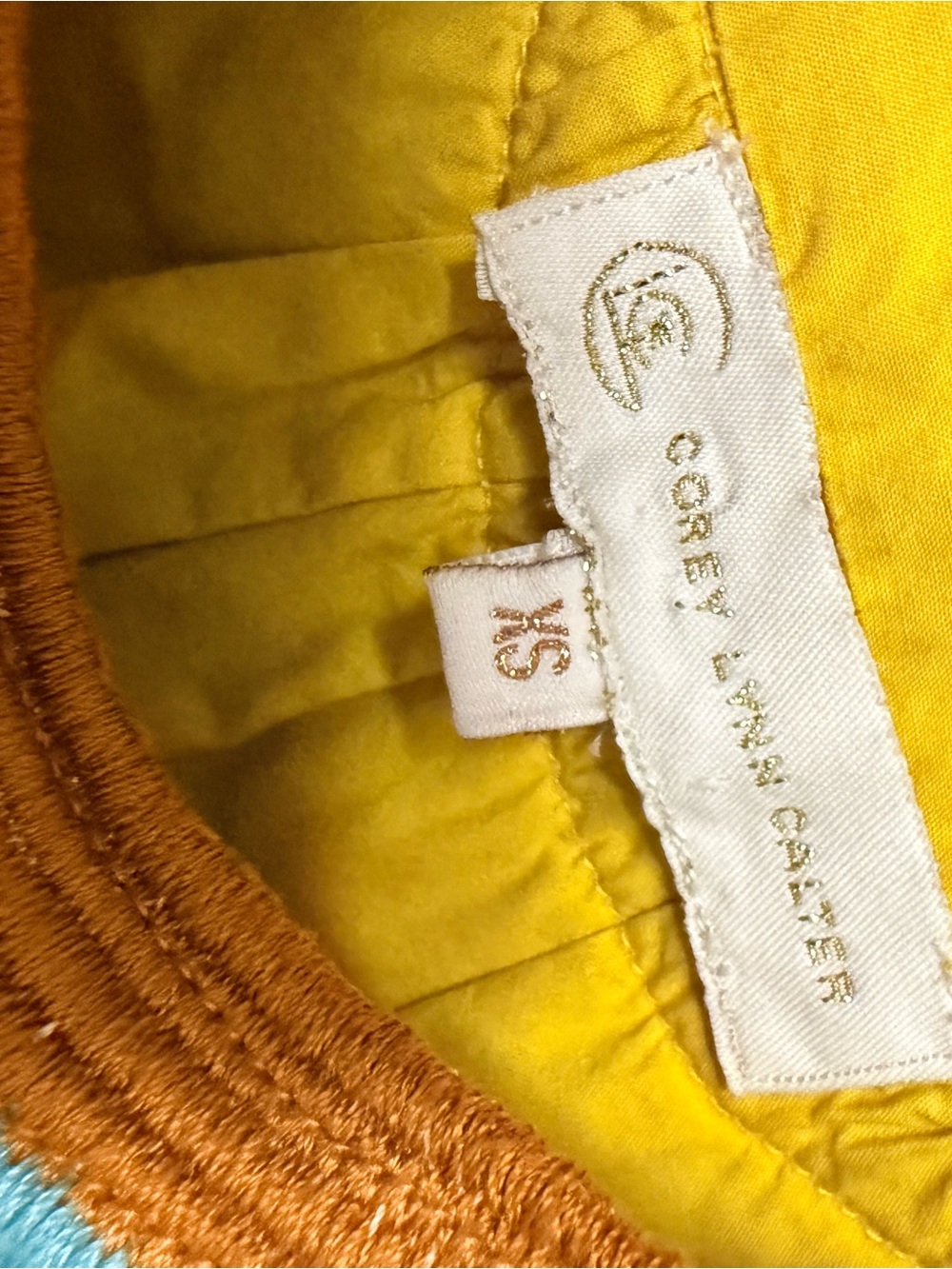 Corey Lynn Calter Yellow Dress with Multicolor Trim - Picture 3 of 7